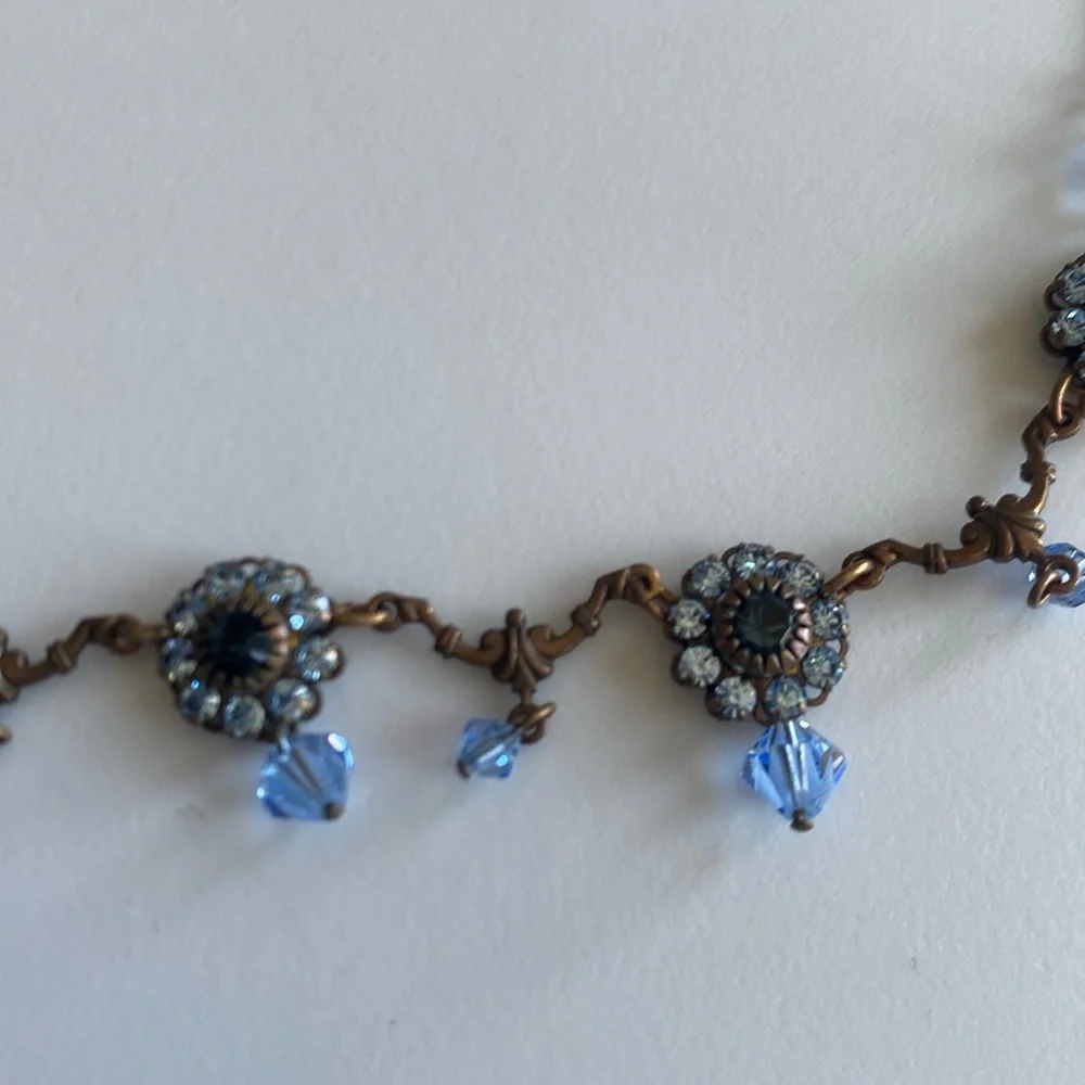 Liz Palacios Blue Crystal Floral Necklace - Picture 6 of 9